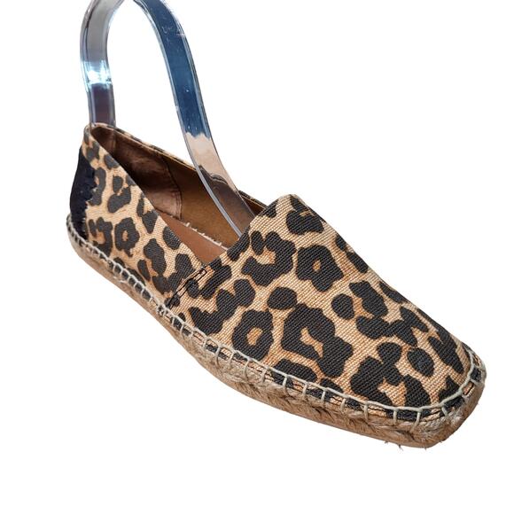 Franco Sarto Leopard Print Flat Slip-On Canvas Espadrilles Square Toe Size 7.5M - Picture 1 of 12